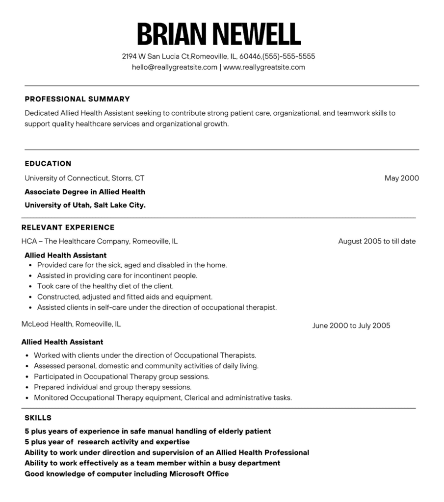 allied-healthcare-resume