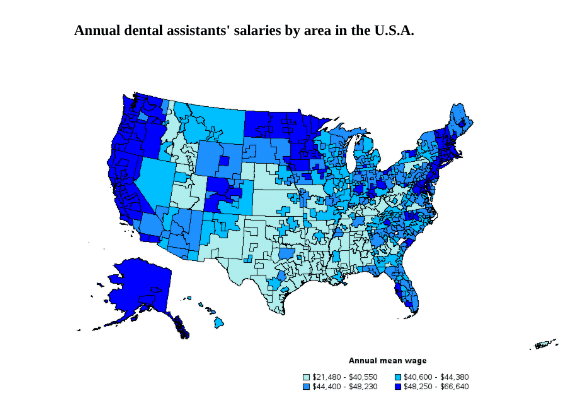 Annual-dental-assistants'-salaries-by-area-in-the-U.S.A.