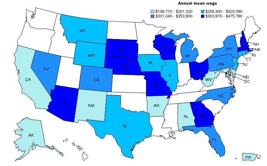 radiologists salary by state in the USA