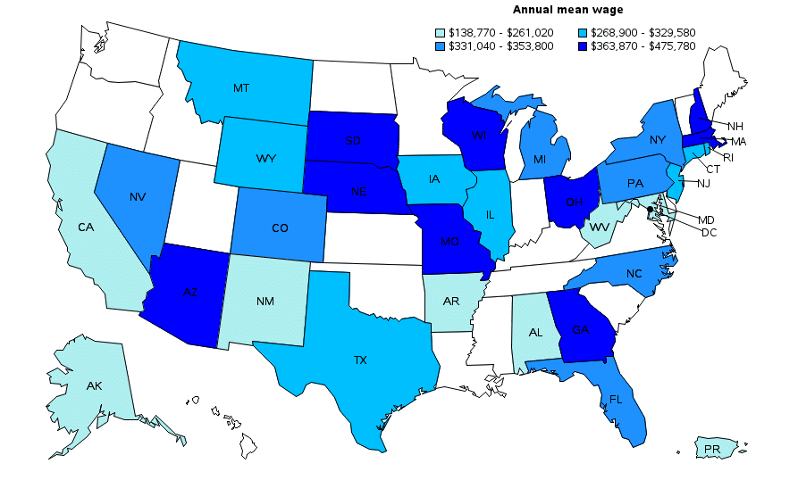 Annual salary of radiologists in the USA by state - MedCadre